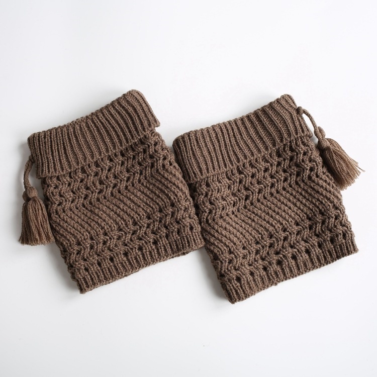 Winter Knit Leg Warmers Crochet Boot Cuffs With Tassel Thermal  Foot Warmer